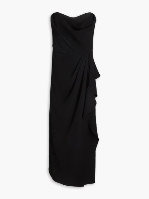 SIMKHAI Keelan strapless wrap-effect crepe midi dress