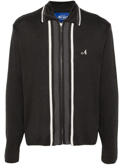 BALENCIAGA Oversized Distressed Printed Knitted Zip-Up Cardigan