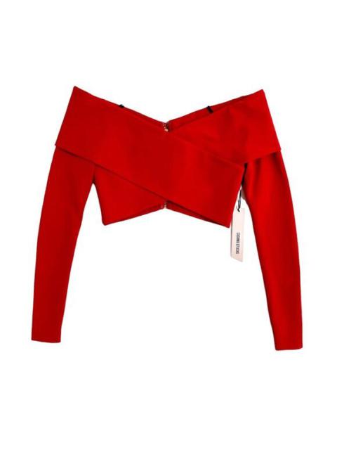 Cushnie Et Ochs Issa Red Crop Top Off The Shoulder V Neck Sz 0 NWT