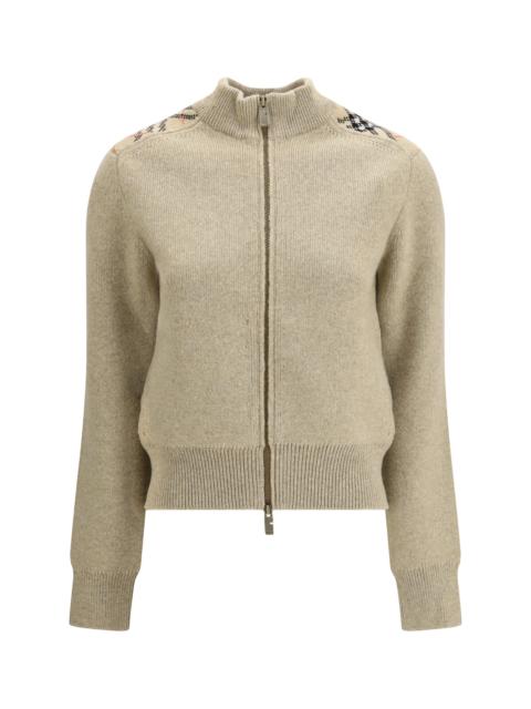 Burberry Burberry Women Cashmere And Wool Cardigan With Check Applications