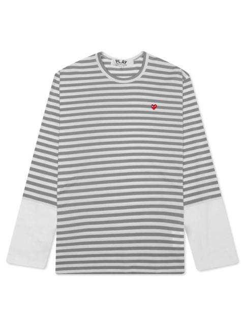 Comme des Garçons PLAY COMME DES GARCONS PLAY STRIPE WHITE T-SHIRT - GREY