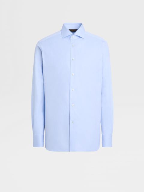 ZEGNA LIGHT BLUE SEA ISLAND COTTON LONG-SLEEVE TAILORING SHIRT