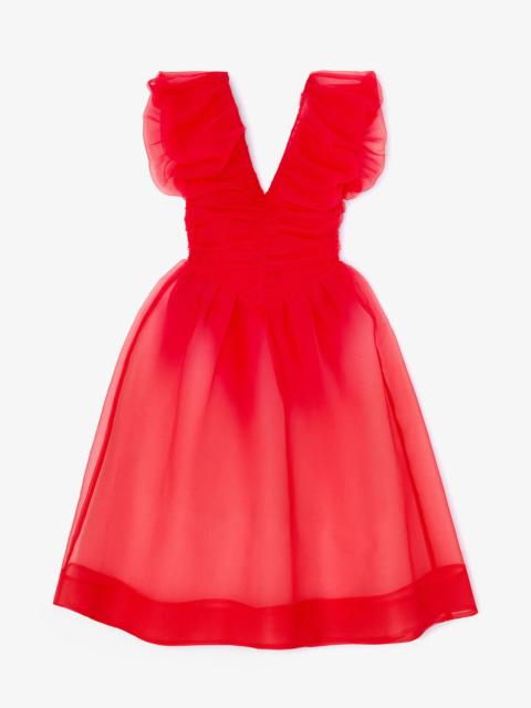 GANNI RED ORGANZA RUCHED DRESS