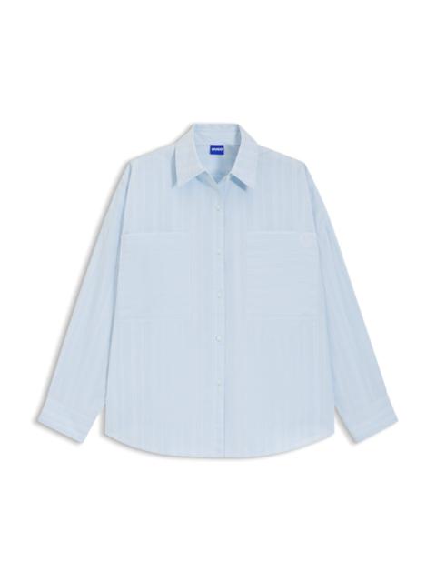 HUGO STRIPED RELAXED-FIT BLOUSE IN COTTON POPLIN