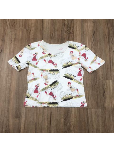 Other Designers Vintage - Vintage Girls Chilling All Over Print Shirt Cropped