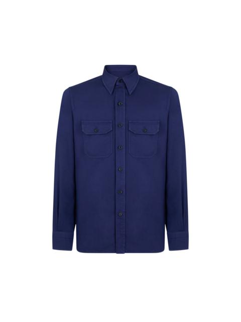 TOM FORD COTTON LINEN DRILL MILITARY SHIRT