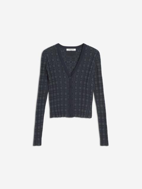 Maison Kitsuné MERINO WOOL RIB CHECK CARDIGAN