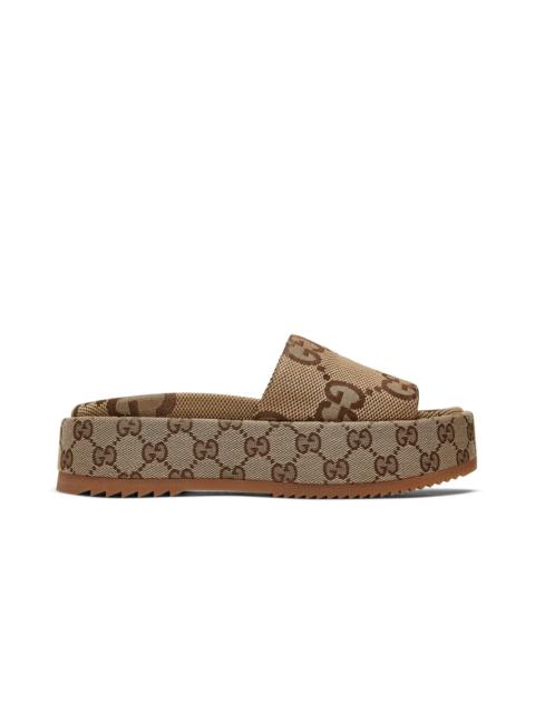 GUCCI Gucci Wmns GG Lame Platform Slide Sandal 'Camel Monogram'