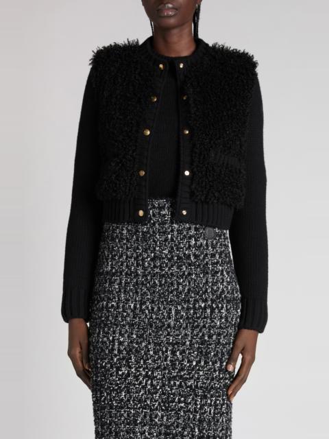 Moncler Moncler Faux Shearling & Quilted Down Cardigan in Black at Nordstrom