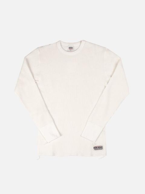 Iron Heart IHTL-1301-WHT Waffle Knit Long Sleeve Crew Neck Thermal White