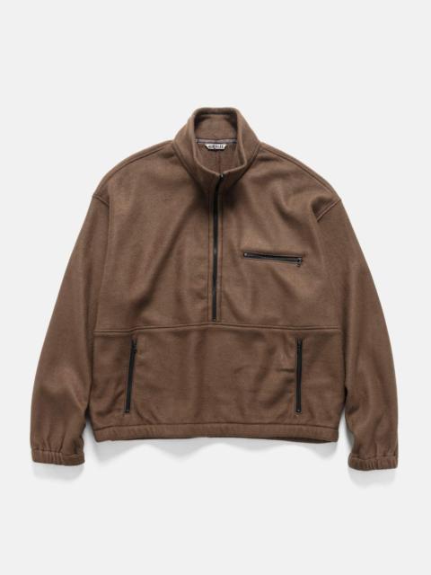 AURALEE Pure Silk Comfort Fleece Half Zip P/O Brown