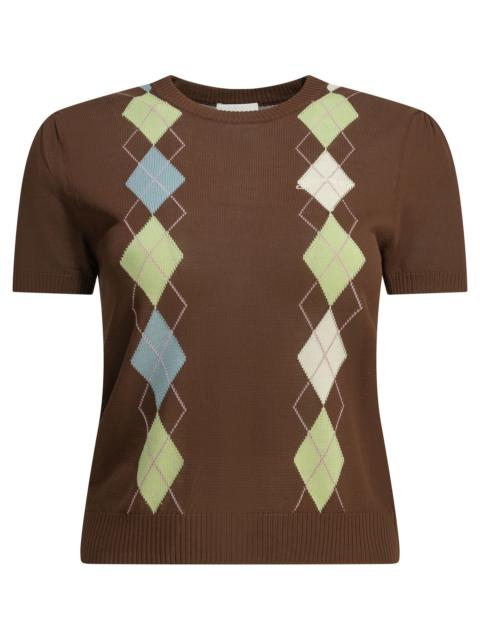 GANNI Ganni Argyle Crewneck Sweater Brown Women