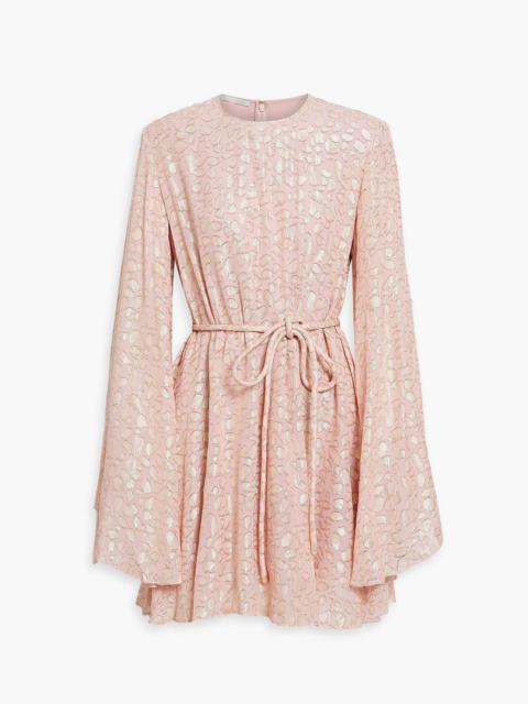 Stella McCartney Delia belted metallic fil coupé silk-chiffon mini dress