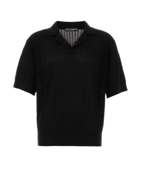 Dolce & Gabbana Men Black Cotton Polo Shirt