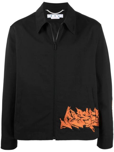 Off-White embroidered motif zipped jacket