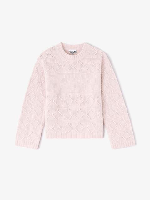 GANNI COTTON WOOL BUBBLE SWEATER