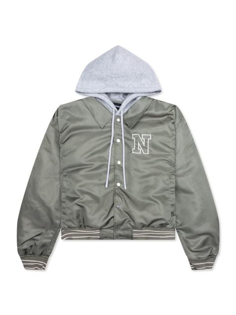 NAHMIAS NYLON HOODED BOMBER - ARMY GREEN