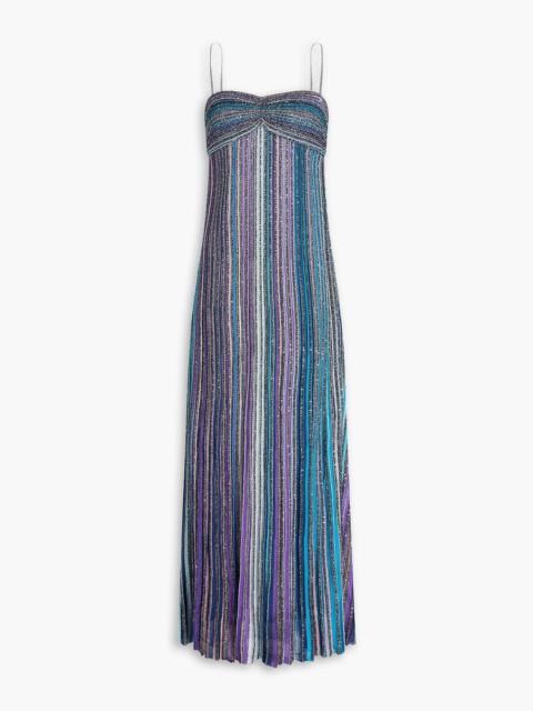 Missoni Sequin-embellished striped ribbed-knit maxi dress