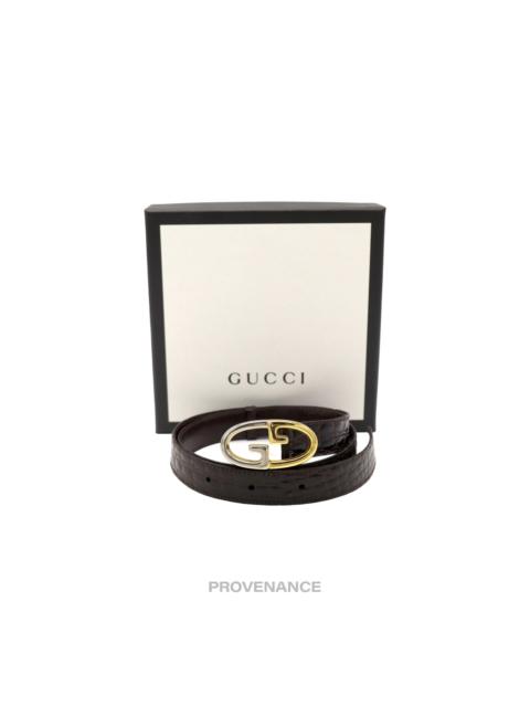 GUCCI Gucci GG Crocodile Leather Belt - Burgundy 80/32