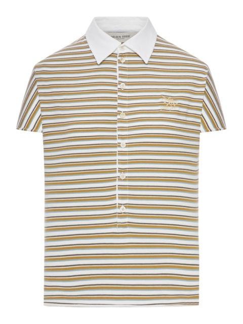 Golden Goose Golden Goose Deluxe Brand Women Striped Jersey Polo T-Shirt With Contrasting Collar