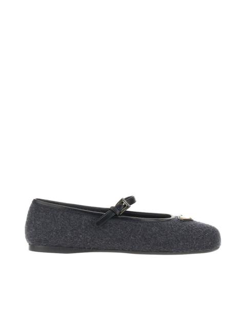 Prada Prada Wool Ballerinas with Triangle Logo Grey