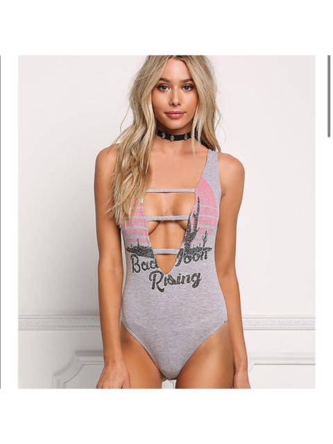 Other Designers Love Culture - Plunge Ladder Front Graphic Festival Bodysuit