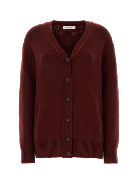 FERRAGAMO Burgundy cashmere blend cardigan