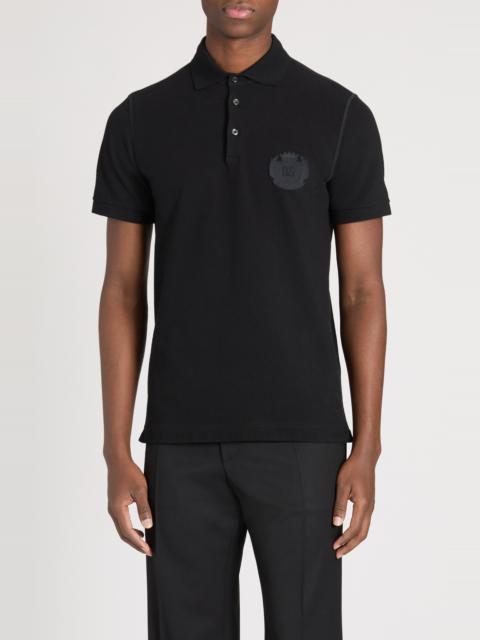 Dolce & Gabbana Dolce&Gabbana Logo Crest Cotton Piqué Knit Polo in N0000 Nero at Nordstrom