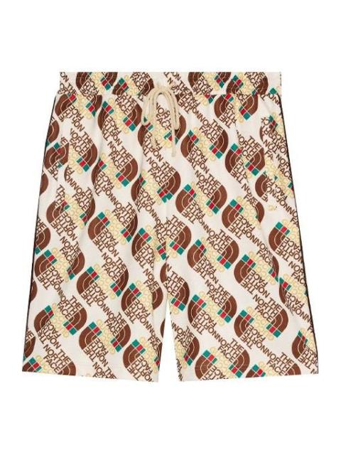 GUCCI Men's Gucci x THE NORTH FACE Crossover SS21 Webbing Printing Plain Weave Knit Shorts Ivory 651333-XJ