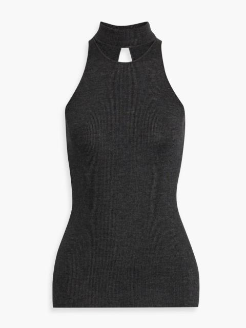 Safiyaa Chascara cutout ribbed cashmere and silk-blend top