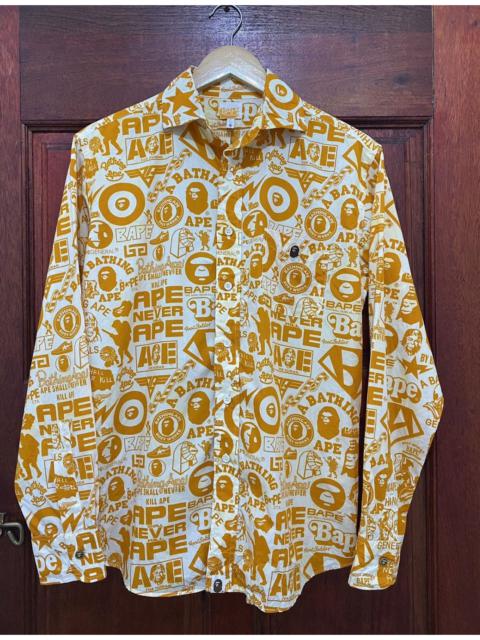 A BATHING APE® Bape All Logo Button Up Shirt