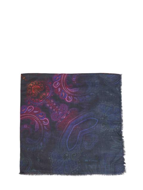 Etro Etro Women Blue Modal And Cashmere Shawl With Dégradé Pattern