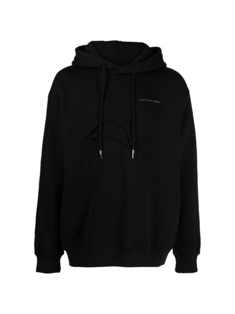 logo-embroidered layered-detail hoodie