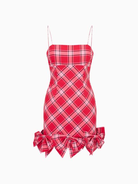 LoveShackFancy Kennedi Tartan Bow Mini Dress