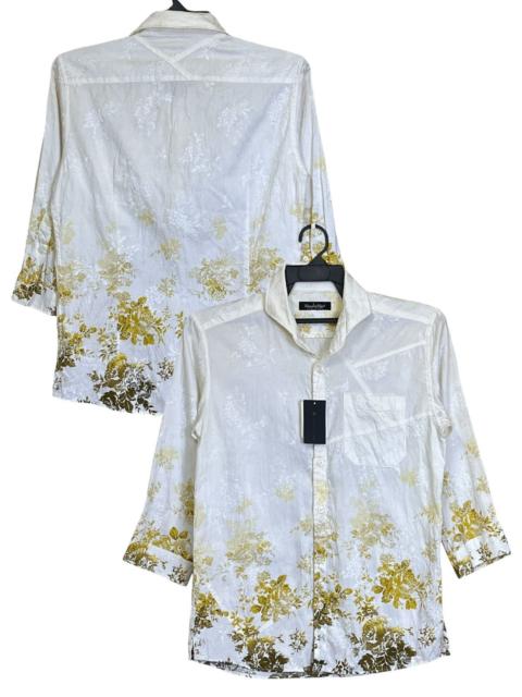 Other Designers NWT🔥TORNADO MART gold flower 3 quarter hand button ups shirt