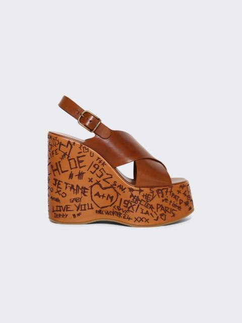 Chloé Maxime Wedge Sandal Ginger Brown