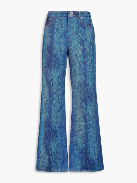 AREA Printed high-rise flared jeans