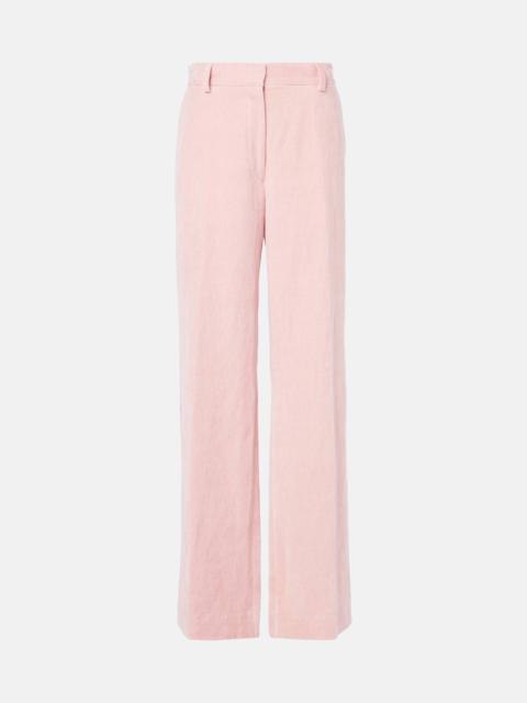 Cotton and hemp wide-leg pants