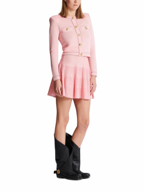 Balmain Balmain Long-sleeved textured knit cardigan in Pink at Nordstrom