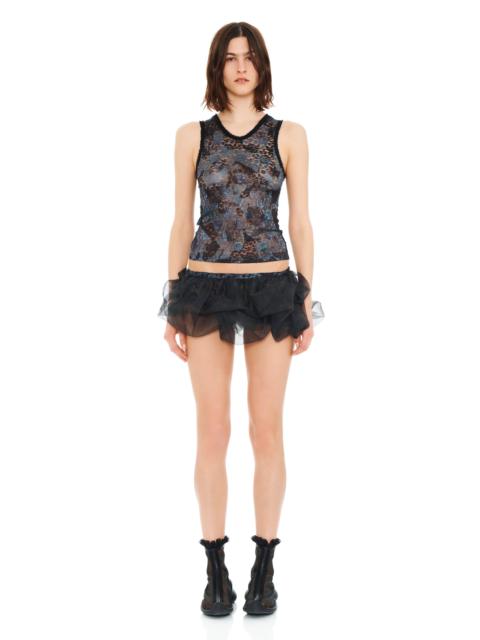 Collina Strada BLACK WATERCOLOR ROSES LACE DACHI TOP