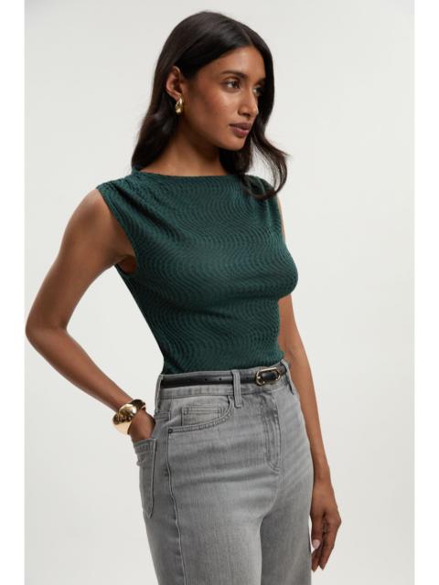 KAREN MILLEN Sheered Textured Jersey Short Sleeve Top