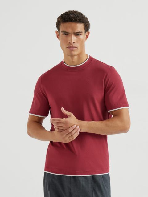 Brunello Cucinelli Cotton jersey crew neck T-shirt with faux-layering
