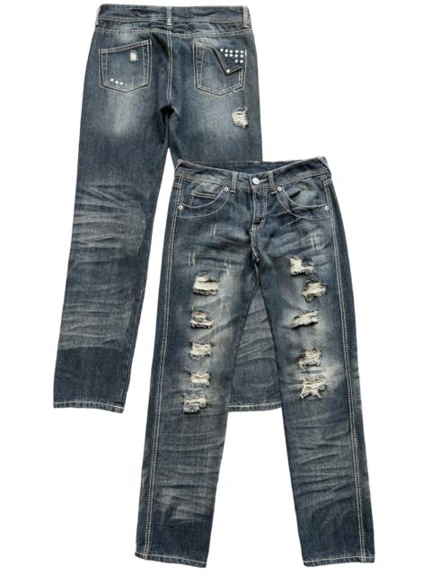 Other Designers Japanese Brand - Japan Distressed Ripped Faded Denim Flare Jeans 31x32