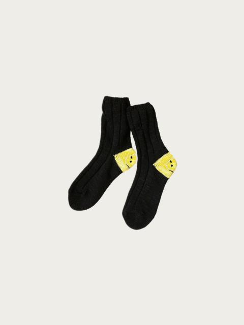Kapital 56 Yarns MA-1 RAINBOWY HAPPY HEEL Socks - Black