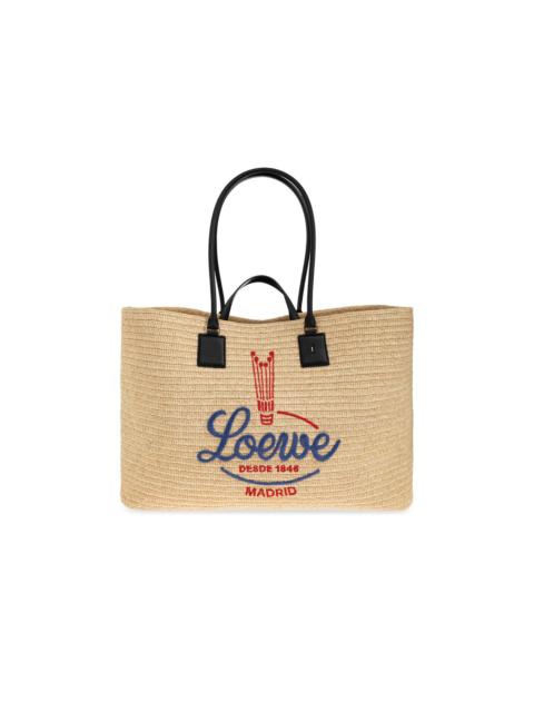 Loewe LOEWE Verano XL $4150 White/Multicolor Raffia Tote Bag New &