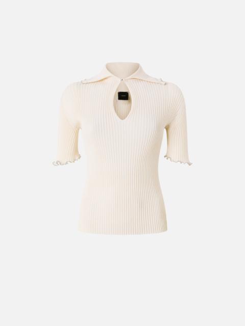 PINKO RIBBED SWEATER WITH JEWEL EDGES