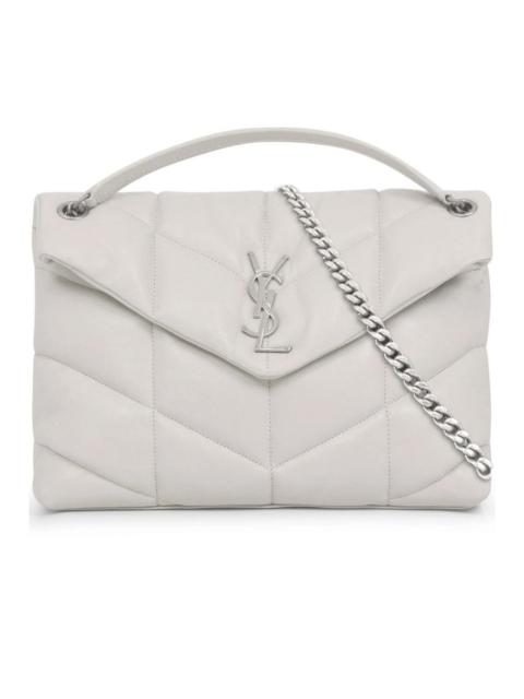 SAINT LAURENT LOULOU MEDIUM PUFFER BAG CREMA/SILVER