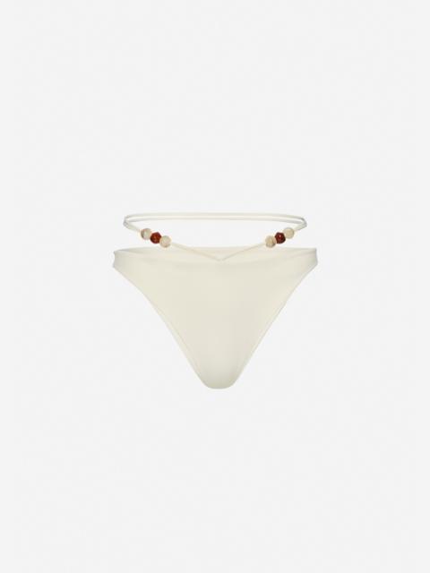 MAGDA BUTRYM Strappy swim briefs with beads cream