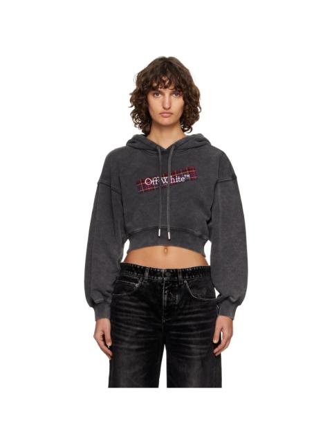 Off-White Gray Bookish Crop Logo Hoodie