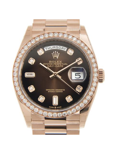 ROLEX Rolex Day-Date Automatic Chronometer Diamond Brown Dial Ladies Watch 128345RBR